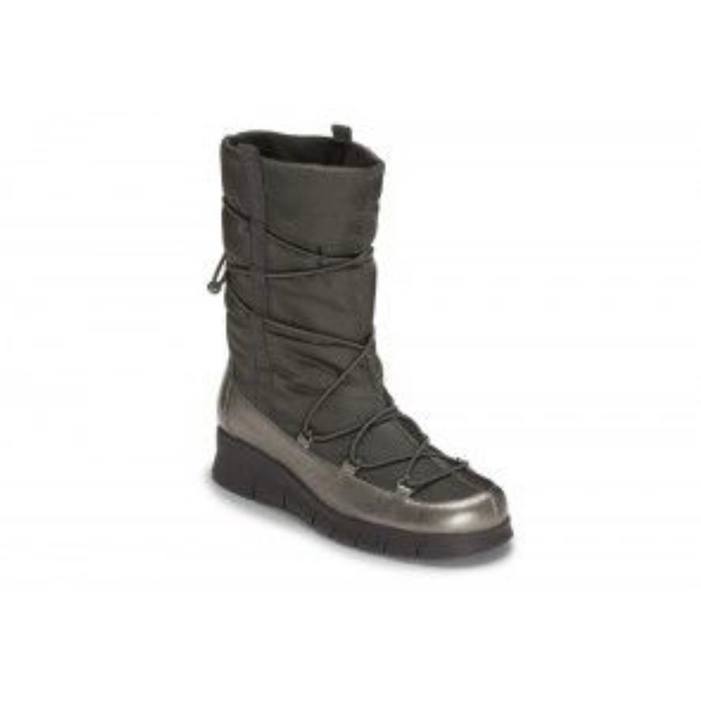 Aerosoles 7.5 Bronze Gold & Black Heeled Winter Bungee Drawstring Snow Boots